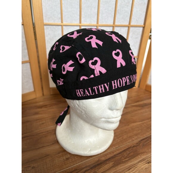 Breast Cancer Healthy Hope Love Live Pink Ribbon Doo Rag Skull Cap Head Wrap - Picture 2 of 4